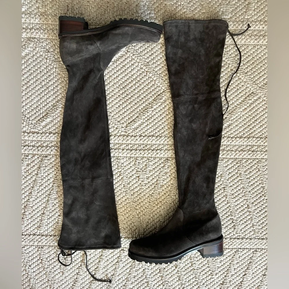 New No Box Stuart Weitzman Gray Women's Suede Knee-High Boots 8.5